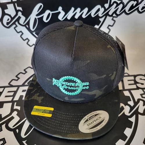 INTERSTATE DIESEL CAMO HAT WITH TEAL LOGO